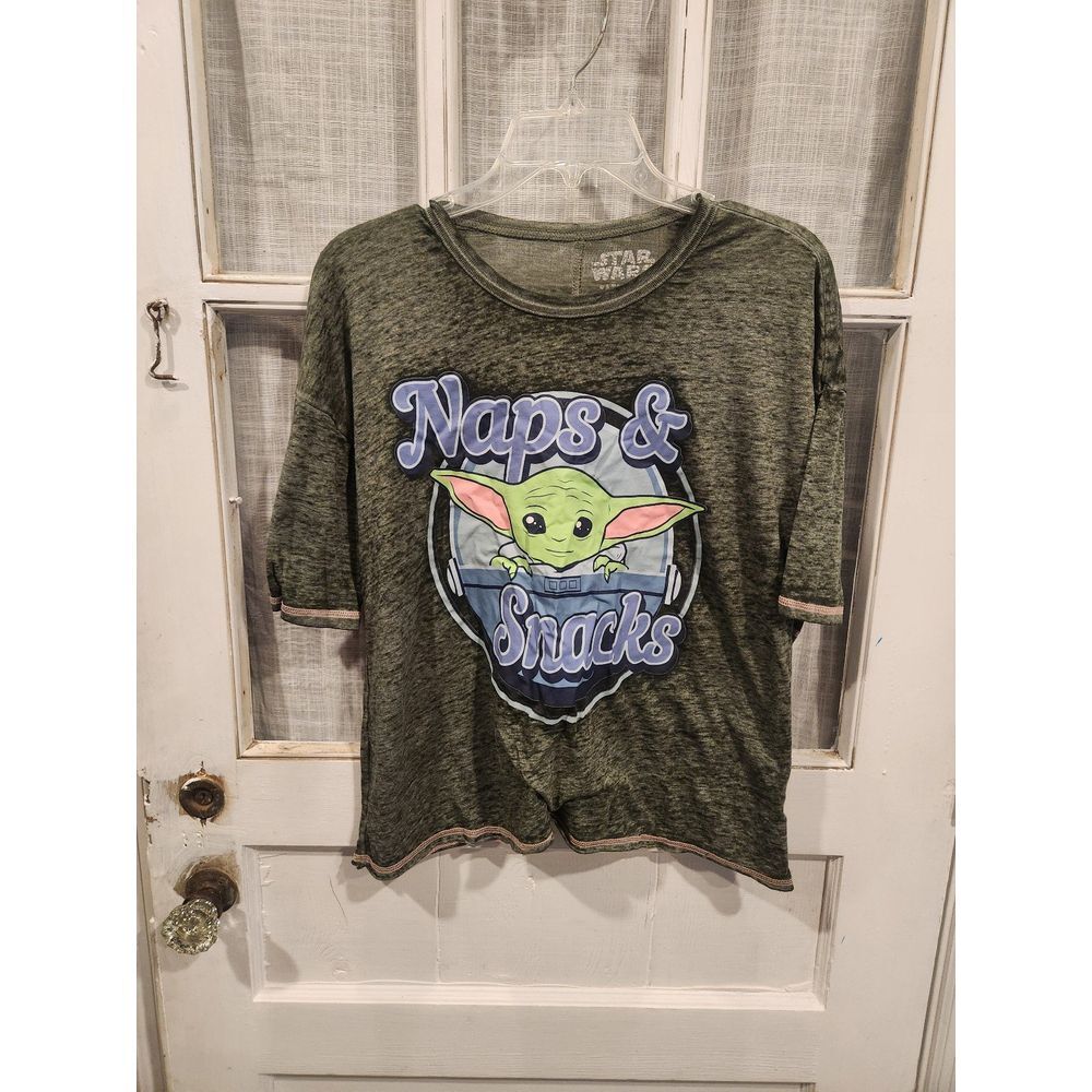 Star Wars Naps & Snacks Baby Yoda Women's Shirt Size Large‎